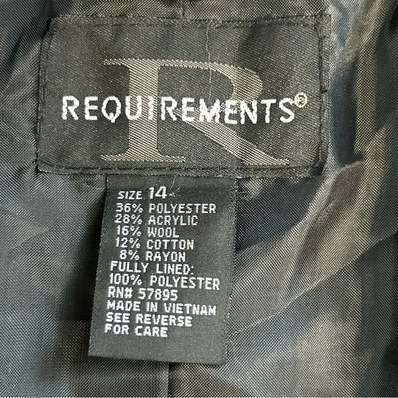 Requirements Womens Jacket Sz 14 Wool Blend Blazer Pocket Textured Zip Vtg 90's - Picture 12 of 14